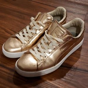 Puma Rose Gold Metallic Shiny Athletic Shoes
